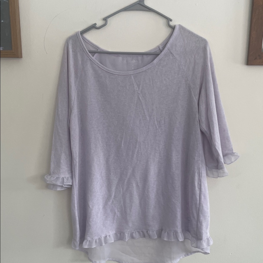 Soho Lavender Ruffle Trim Blouse
